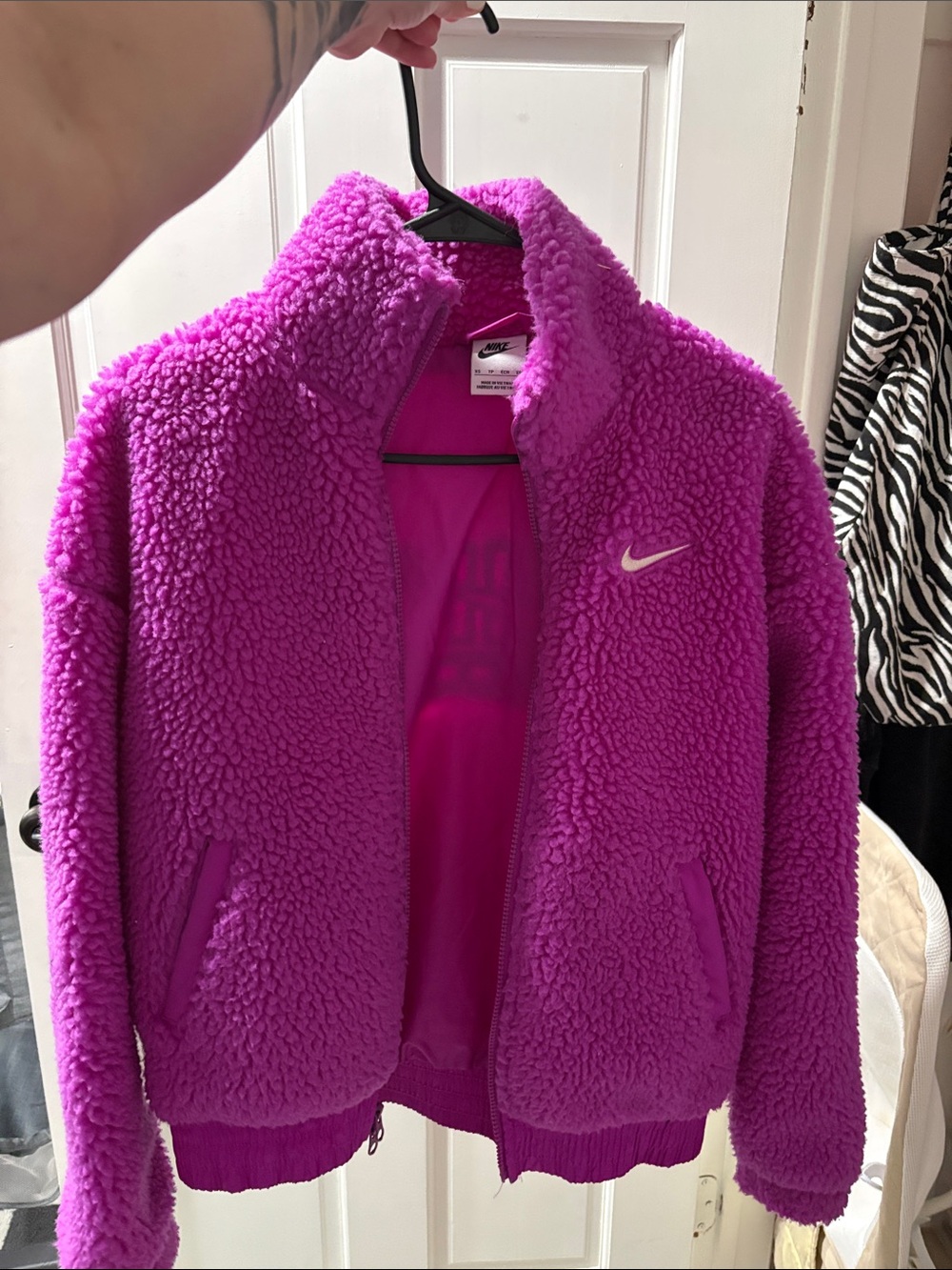Women’s Pink Sherpa Puffer Jacket ( fits oversized )